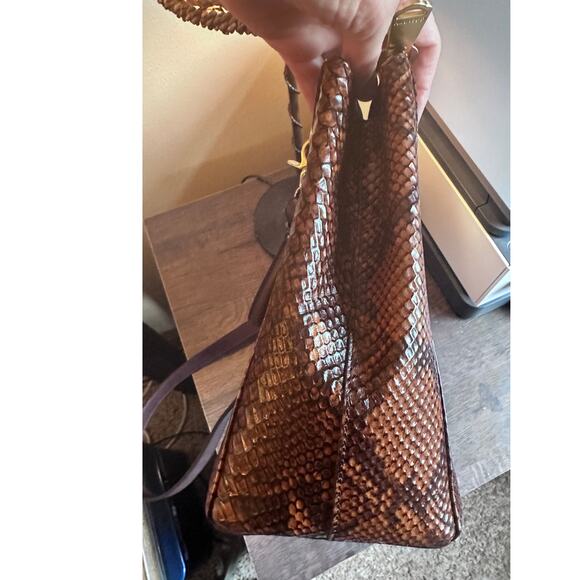 NWOT BRAHMIN SNAKESKIN EMBOSSED LEATHER 2 WAY HANDBAG - Picture 11 of 13